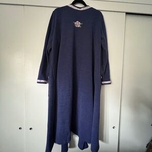 LuLaRoe Sarah Duster XL Upcycled Embroidered Floral Ribbon Trim Long Cardigan